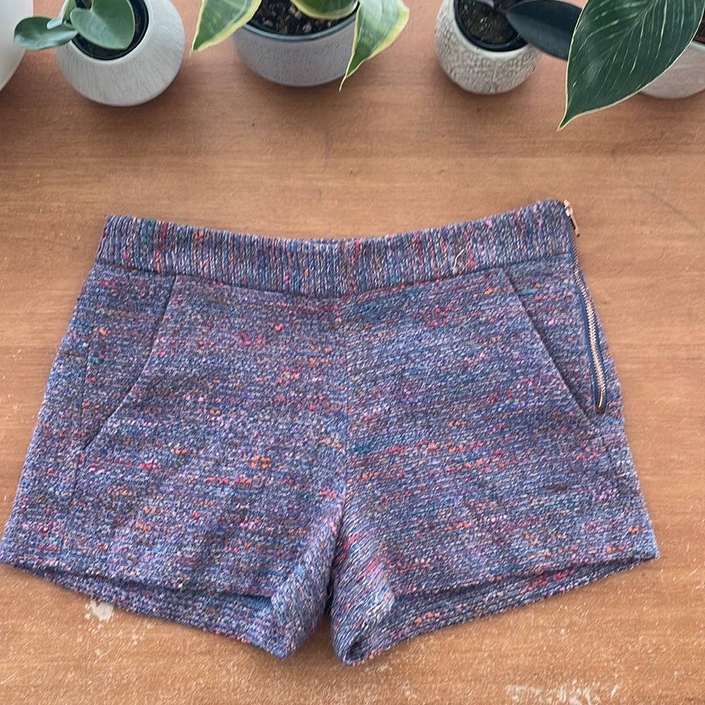 French Connection Knit Boucle Shorts in Purple